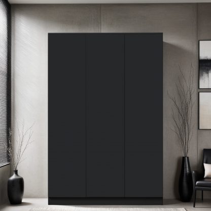 Stora matt black 3 door wardrobe lifestyle b