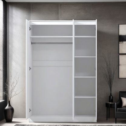 Stora matt white 3 door wardrobe open b