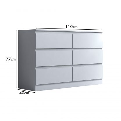 Stora 6 drawer matt white dimensions