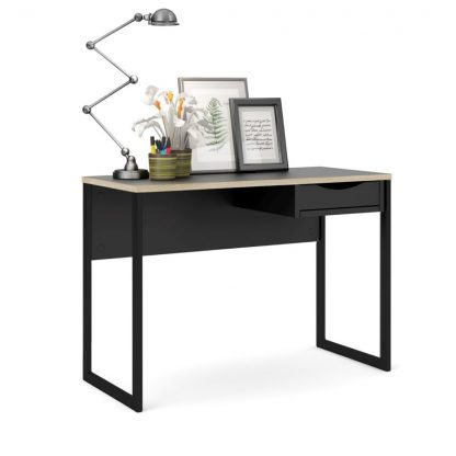 Function Modern & Large 1 Drawer Desk - Light Oak/ Black