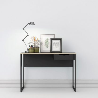 Function Modern & Large 1 Drawer Desk - Light Oak/ Black - Image 2
