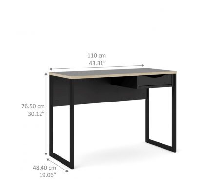 Function Modern & Large 1 Drawer Desk - Light Oak/ Black - Image 3