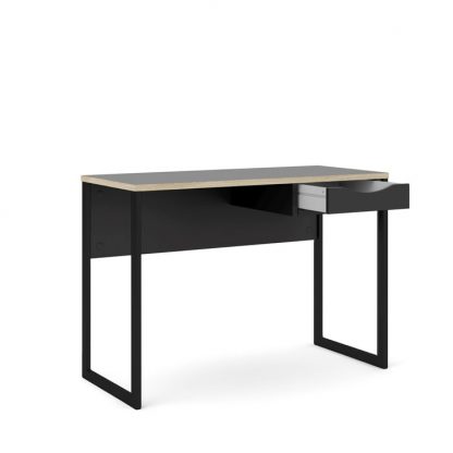 Function Modern & Large 1 Drawer Desk - Light Oak/ Black - Image 4