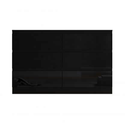 Stora 6 Drawer Chest of Drawers - Black Gloss - Image 2