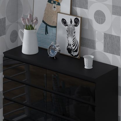 Stora 8 Drawer Chest of Drawers - Black Gloss - Image 6