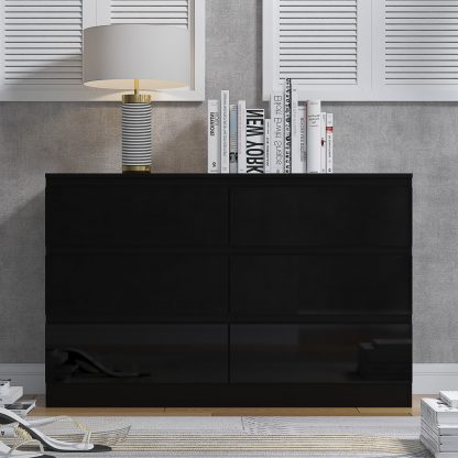 Stora 6 Drawer Chest of Drawers - Black Gloss - Image 4