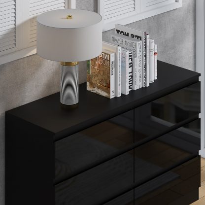 Stora 6 Drawer Chest of Drawers - Black Gloss - Image 6