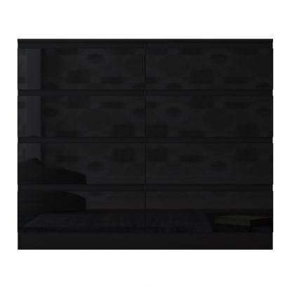Stora 8 Drawer Chest of Drawers - Black Gloss - Image 2