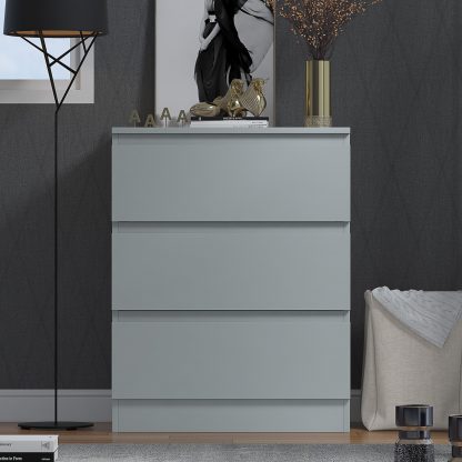 Stora 3 Drawer Chest of Drawers - Matt Grey - Image 3