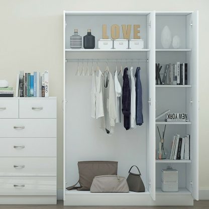 Chilton 3 Door Mirrored Wardrobe - White Gloss - Image 2