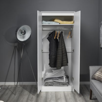 Chilton 2 Door Mirrored Wardrobe - White Gloss - Image 3