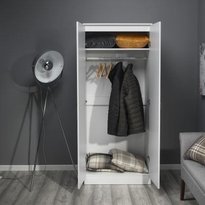 Chilton 2 Door Wardrobe - White Gloss - Image 3