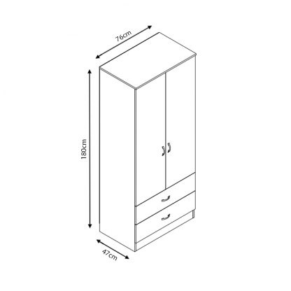 Chilton 2 Door Combination Wardrobe - White Gloss - Image 7