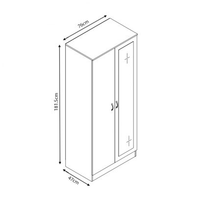 Chilton 2 Door Mirrored Wardrobe - Grey Gloss - Image 7