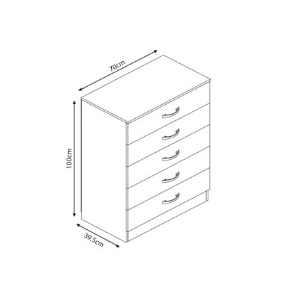 Chilton Chest of 5 Drawers - Grey Gloss - Image 6