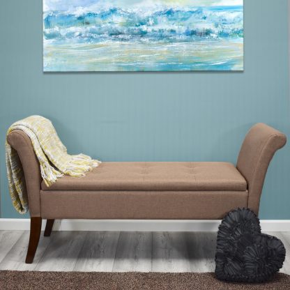 Athena Ottoman Storage Seat – Brown Linen