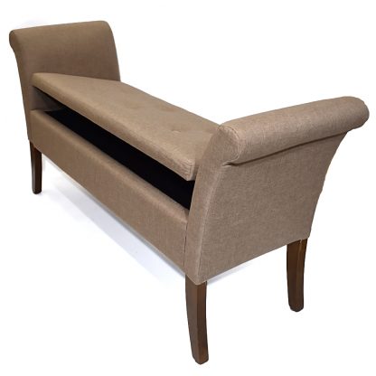 Athena Ottoman Storage Seat – Brown Linen - Image 5