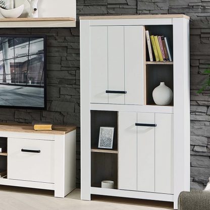 Elara Modern Style Matt White Bianco Oak Storage Cabinet Bookcase - Image 5