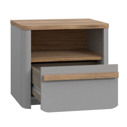 Surfinio Grey 1 Drawer 1 Open Shelf Bedside Cabinet - Image 3