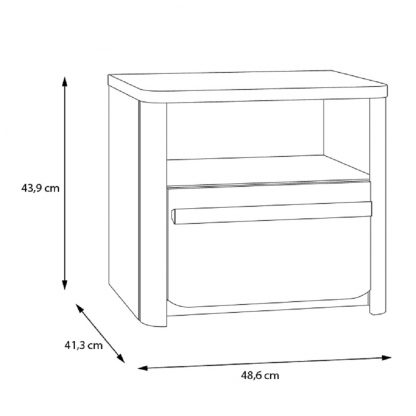 Surfinio Grey 1 Drawer 1 Open Shelf Bedside Cabinet - Image 5
