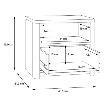 Surfinio Grey 1 Drawer 1 Open Shelf Bedside Cabinet - Image 4