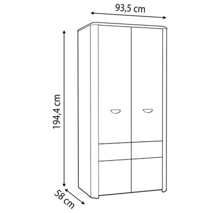 Yoop 2 Door Wardrobe – Sonoma Oak Matt Finish - Image 3