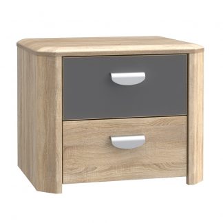 Yoop 2 Drawer Bedside Cabinet Sonoma Oak Finish