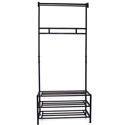 Industrial Black Hallway Storage Rack With Hanging Rail