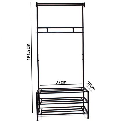 Industrial Black Hallway Storage Rack With Hanging Rail - Image 4