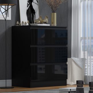 Stora black gloss 3 drawer chest lifestyle a