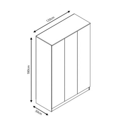 Stora Modern 3 Door Wardrobe - Black Gloss - Image 3