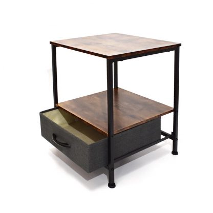 Industrial Side Table With Storage Basket - Image 2