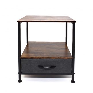 Industrial Side Table With Storage Basket