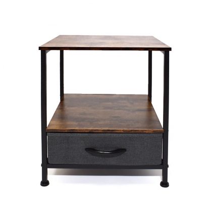 Industrial Side Table With Storage Basket