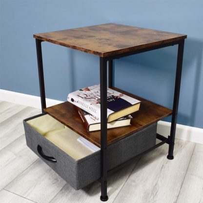 Industrial Side Table With Storage Basket - Image 5