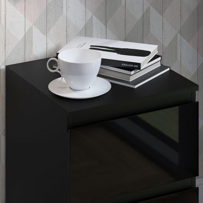 Stora 2 Drawer Bedside Cabinet - Black Gloss - Image 8