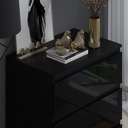Stora 3 Drawer Chest of Drawers - Black Gloss - Image 6