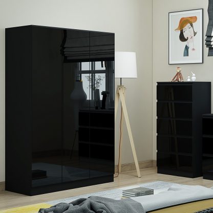 Stora black gloss 3 door wardrobe lifestyle a