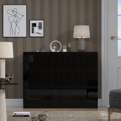 Stora Merchant 7 Drawer Chest of Drawers - Black Gloss - Image 4