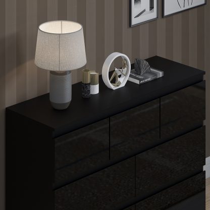 Stora Merchant 7 Drawer Chest of Drawers - Black Gloss - Image 5