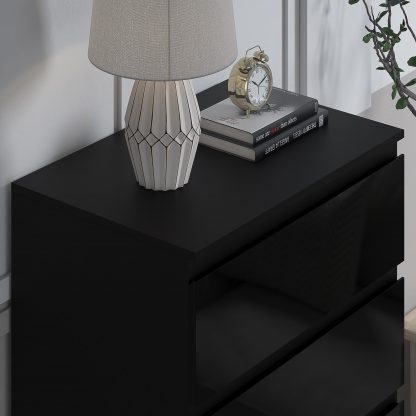 Stora 5 Drawer Chest of Drawers - Black Gloss - Image 5