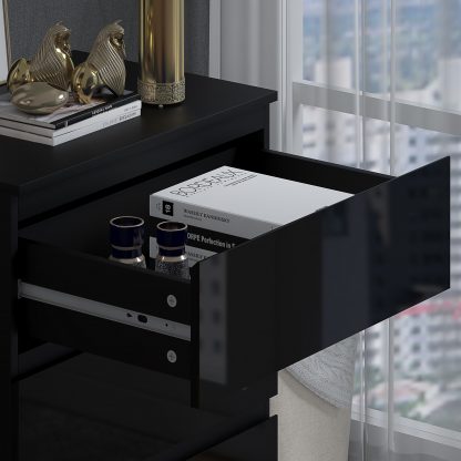Stora 3 Drawer Chest of Drawers - Black Gloss - Image 7