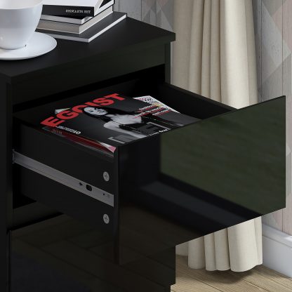 Stora 2 Drawer Bedside Cabinet - Black Gloss - Image 6