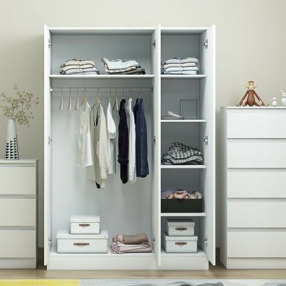 Stora Modern 3 Door Wardrobe - Matt White - Image 3