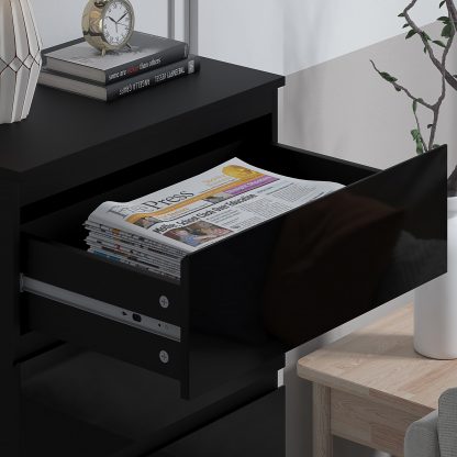 Stora 5 Drawer Chest of Drawers - Black Gloss - Image 7