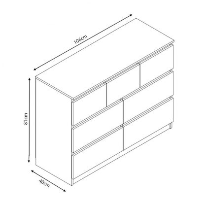 Stora Merchant 7 Drawer Chest of Drawers - Black Gloss - Image 9