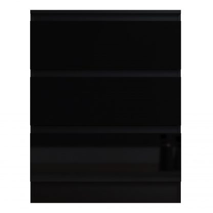 Stora 3 Drawer Chest of Drawers - Black Gloss - Image 2