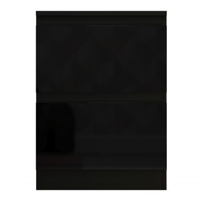 Stora 2 Drawer Bedside Cabinet - Black Gloss - Image 9