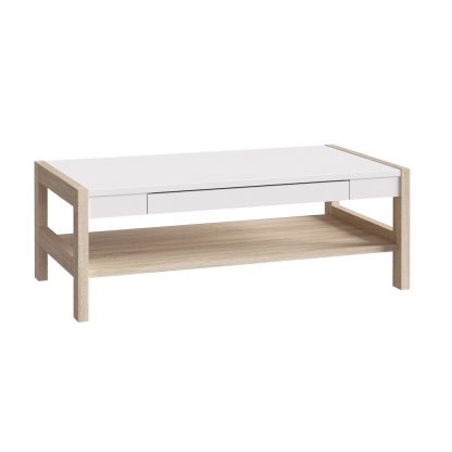 Hoyvik Modern Stylish Coffee Table White Sonoma Oak Matt Finish