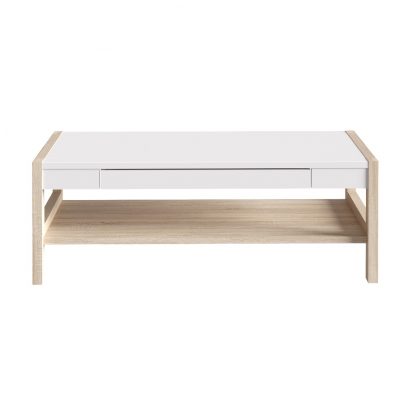 Hoyvik Modern Stylish Coffee Table White Sonoma Oak Matt Finish - Image 5